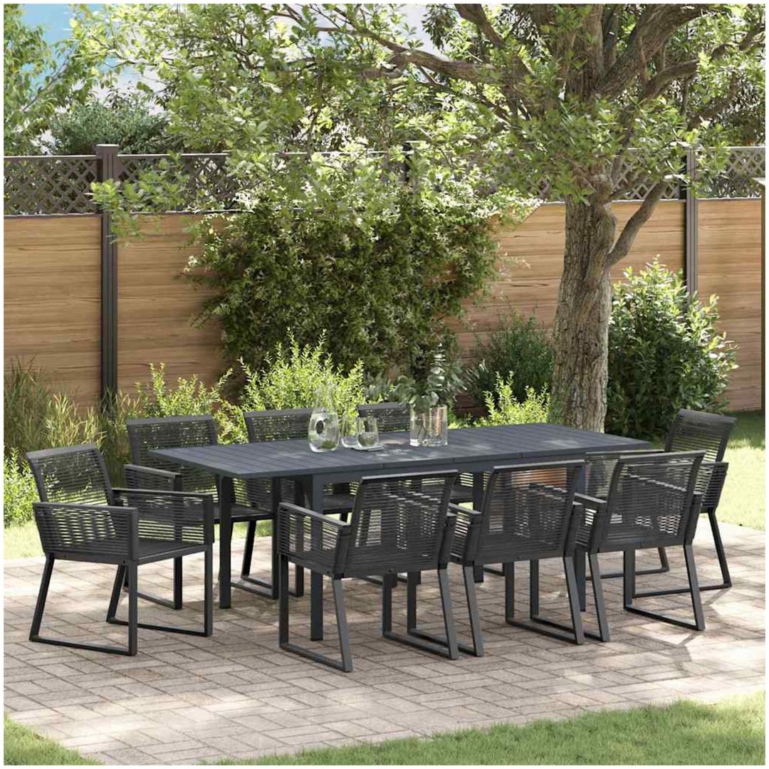 Trädgårdsdining set 9 pcs Svart vidaXL Large