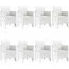 Trädgårdsdining Set 9 pcs Vit Konstrotting vidaXL 200 x 100 x 73 cm – miniatyr 4