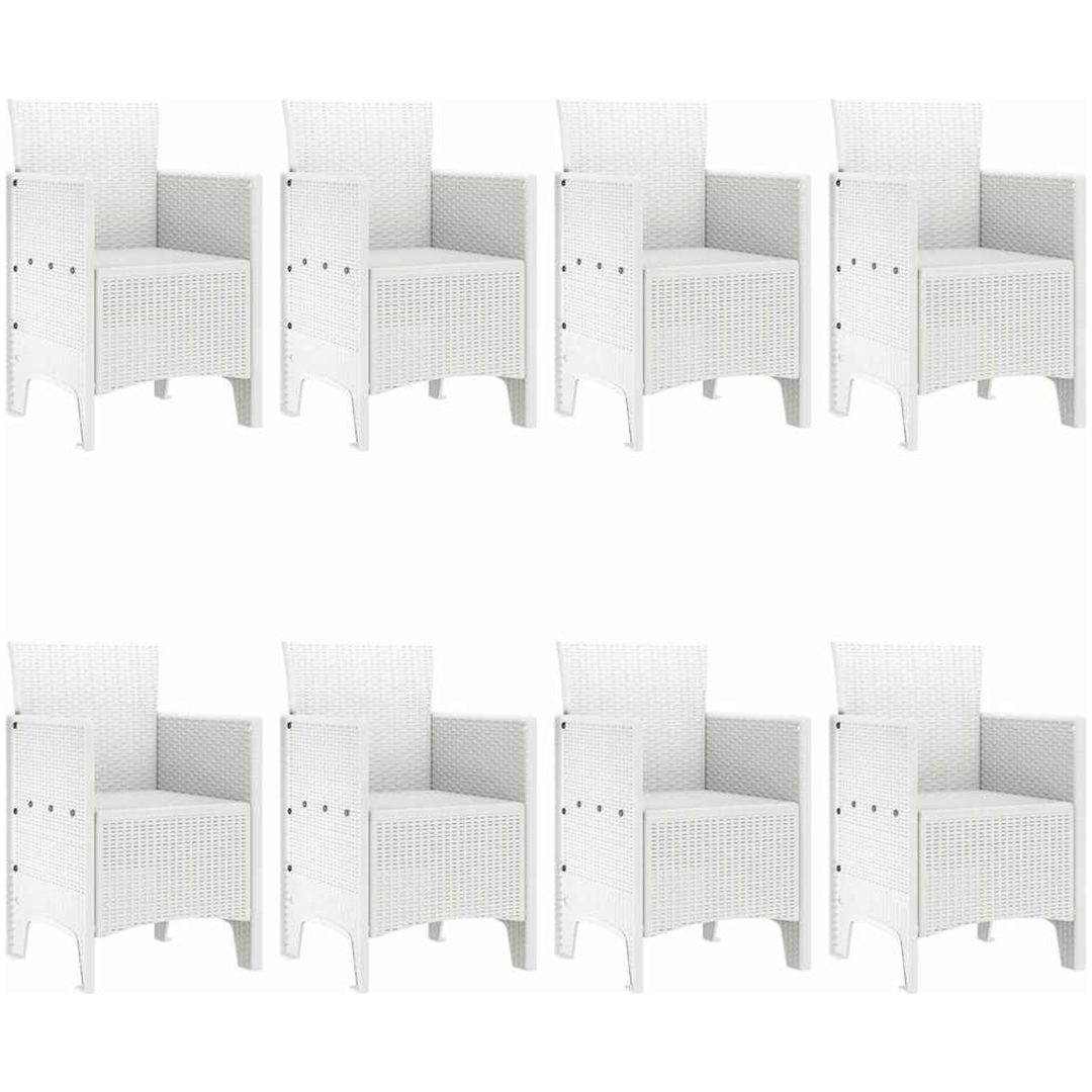 Trädgårdsdining Set 9 pcs Vit Konstrotting vidaXL 200 x 100 x 73 cm – bild 4