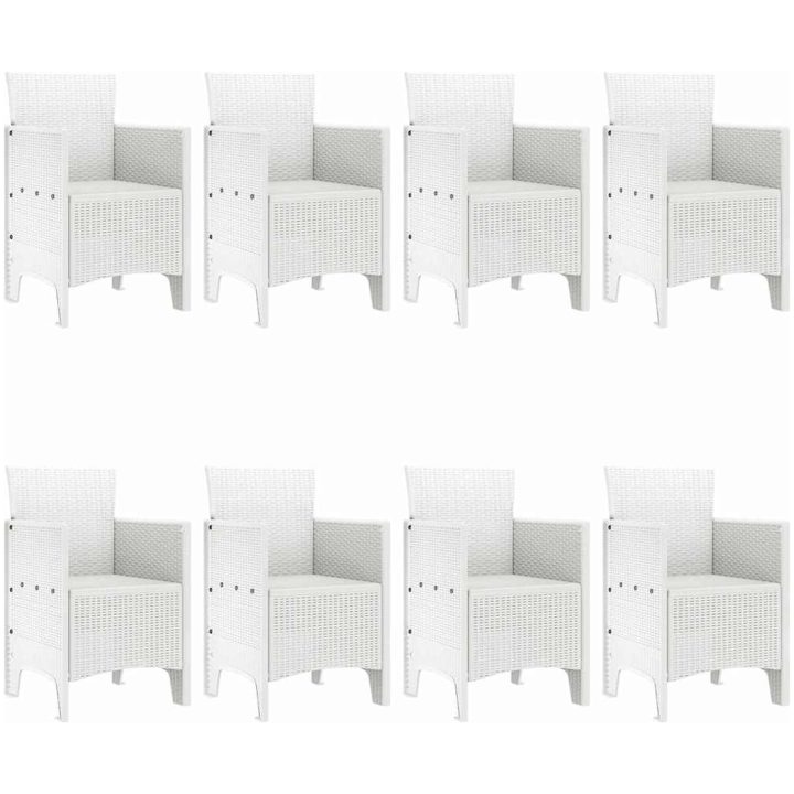 Trädgårdsdining Set 9 pcs Vit Konstrotting vidaXL 200 x 100 x 73 cm – bild 4