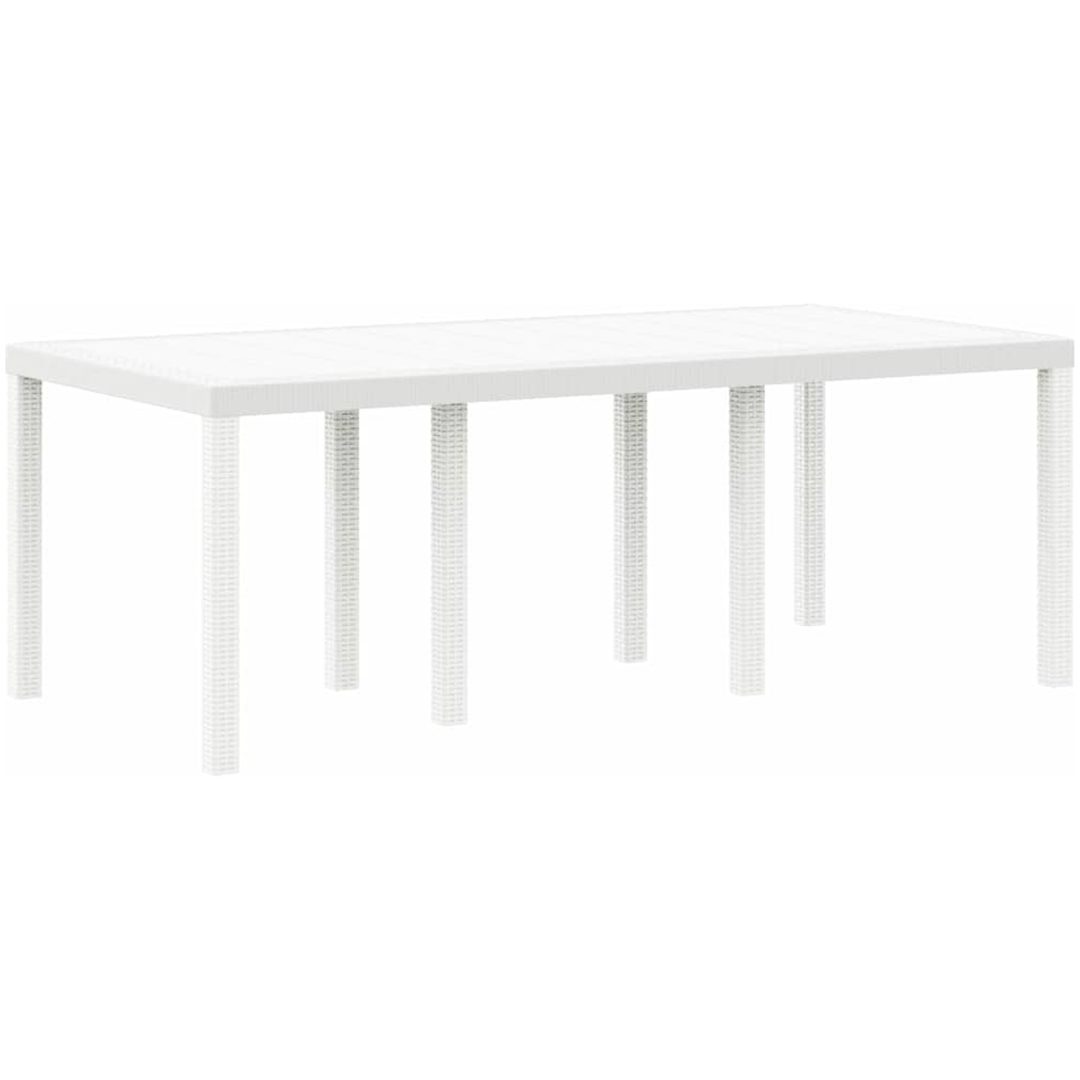 Trädgårdsdining Set 9 pcs Vit Konstrotting vidaXL 200 x 100 x 73 cm – bild 5