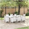 Trädgårdsdining Set 9 pcs Vit Konstrotting vidaXL 200 x 100 x 73 cm – miniatyr 1