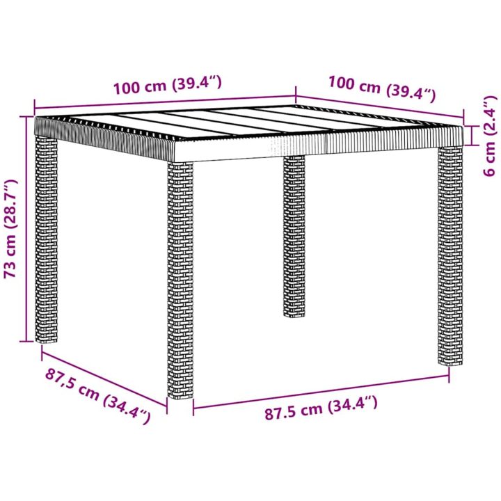 Trädgårdsdining Set Vit 5 pcs Vit Resinfiber vidaXL 100 x 100 x 73 cm – bild 10