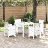 Trädgårdsdining Set Vit 5 pcs Vit Resinfiber vidaXL 100 x 100 x 73 cm – miniatyr 1