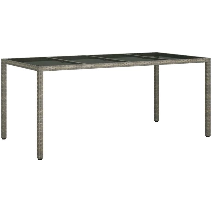 Trädgårdsdiningbord Grå Konstrotting vidaXL 190 x 90 x 75 cm – bild 2