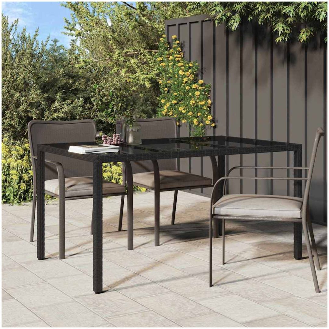 Trädgårdsdiningbord Svart Konstrotting vidaXL 150 x 90 x 75 cm