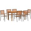 Trädgårdsdinksset 7 pcs Grå Metall, trä vidaXL 140 x 80 x 74 cm – miniatyr 2