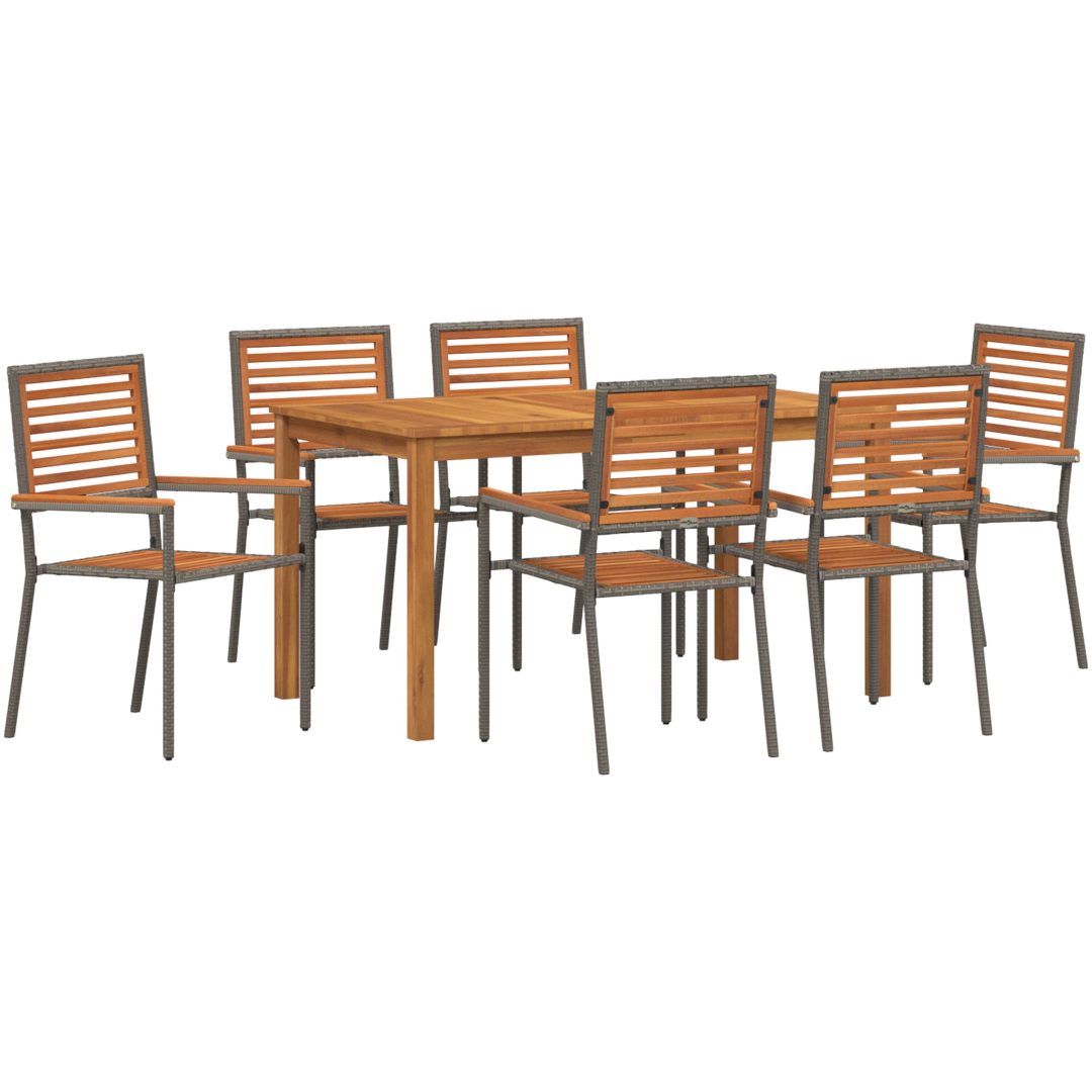 Trädgårdsdinksset 7 pcs Grå Metall, trä vidaXL 140 x 80 x 74 cm – bild 2