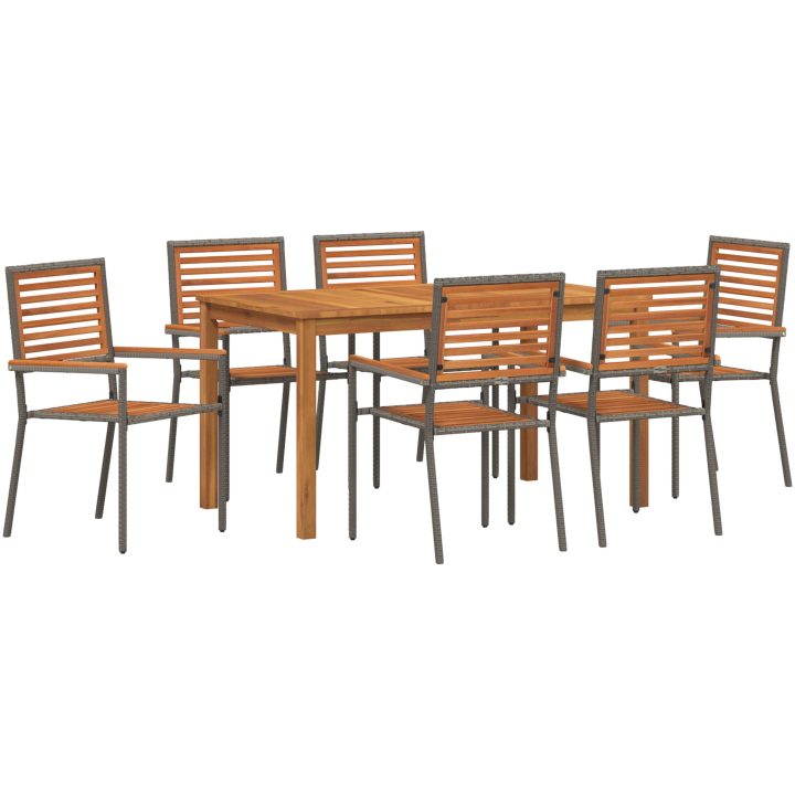 Trädgårdsdinksset 7 pcs Grå Metall, trä vidaXL 140 x 80 x 74 cm – bild 2
