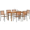 Trädgårdsdinksset 7 pcs Grå Metall, trä vidaXL 140 x 80 x 74 cm – miniatyr 3