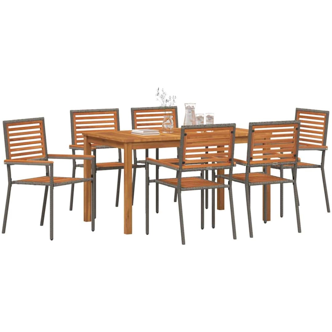 Trädgårdsdinksset 7 pcs Grå Metall, trä vidaXL 140 x 80 x 74 cm – bild 3
