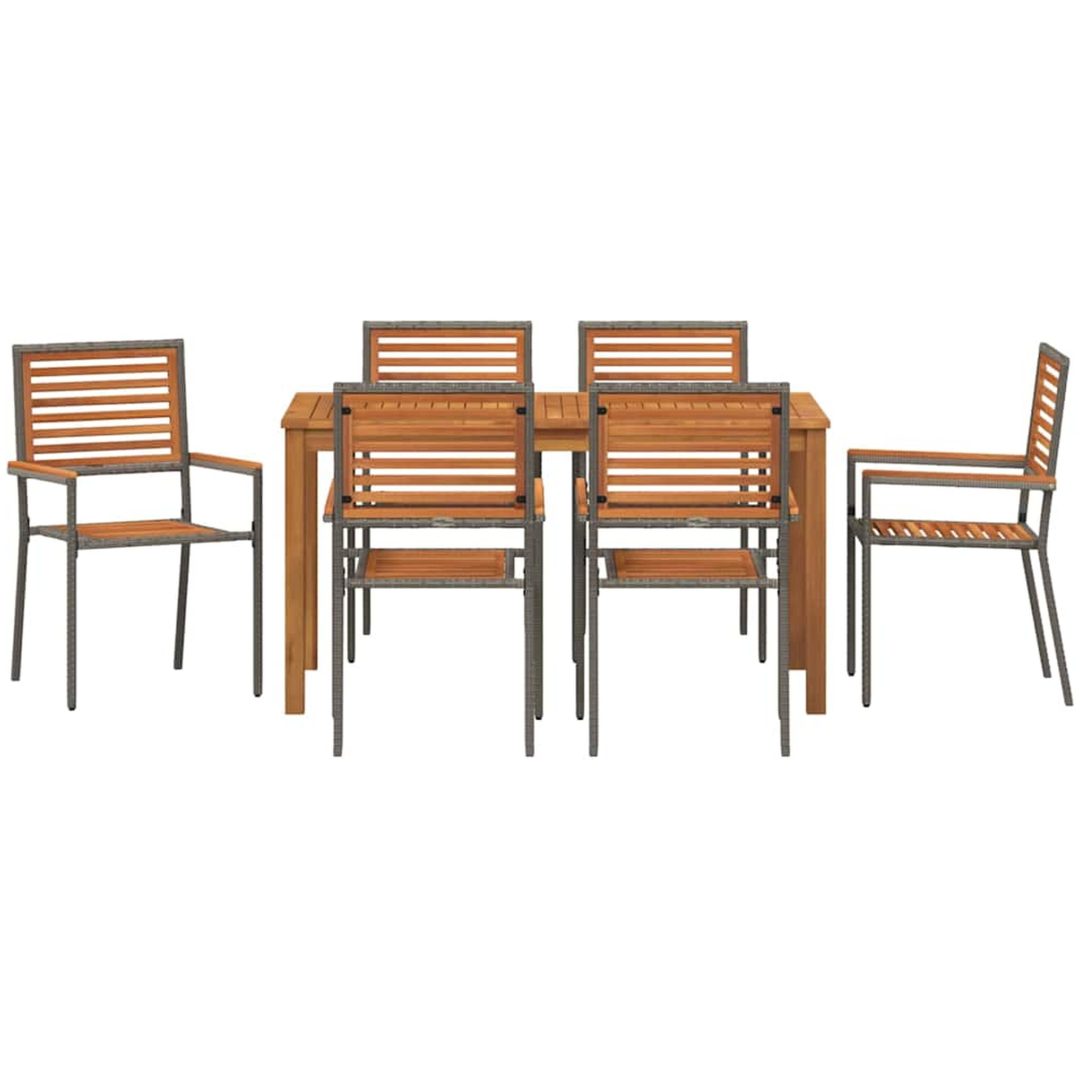 Trädgårdsdinksset 7 pcs Grå Metall, trä vidaXL 140 x 80 x 74 cm – bild 7