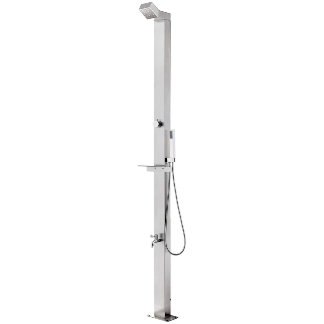 Trädgårdsdusch med brunt golv 225 cm rostfritt stål vidaXL 110 x 62 x 5 cm – bild 3
