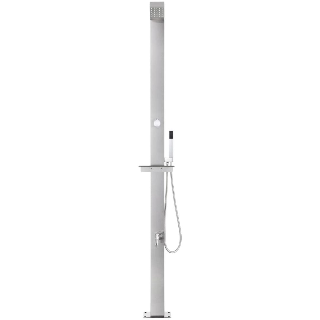 Trädgårdsdusch med brunt golv 225 cm rostfritt stål vidaXL 110 x 62 x 5 cm – bild 4
