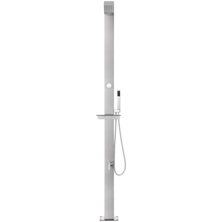 Trädgårdsdusch med brunt golv 225 cm rostfritt stål vidaXL 110 x 62 x 5 cm – bild 4
