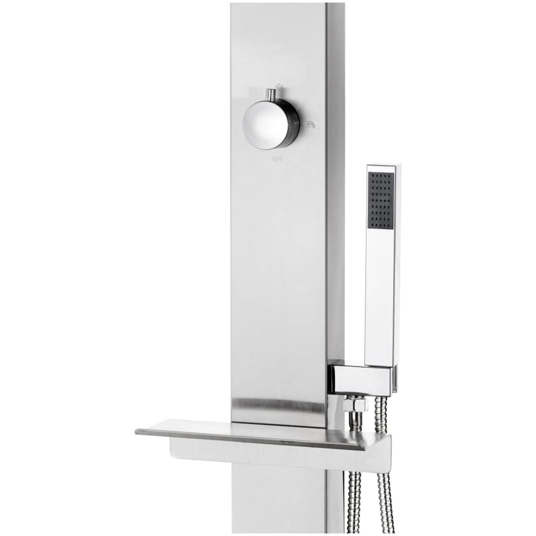 Trädgårdsdusch med brunt golv 225 cm rostfritt stål vidaXL 110 x 62 x 5 cm – bild 9