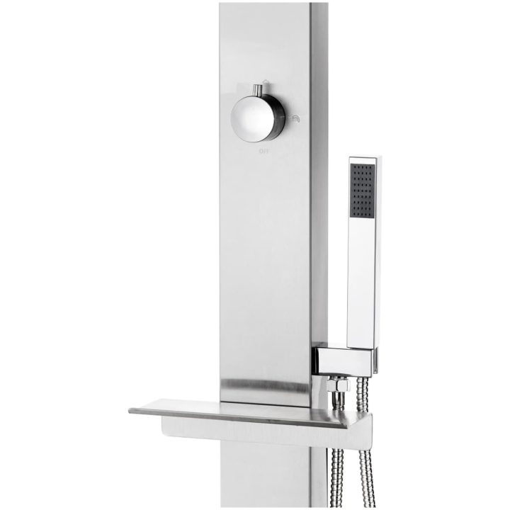 Trädgårdsdusch med brunt golv 225 cm rostfritt stål vidaXL 110 x 62 x 5 cm – bild 9
