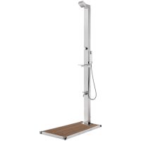 Trädgårdsdusch med brunt golv 225 cm rostfritt stål vidaXL
