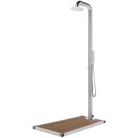 Trädgårdsdusch med brunt golv 230 cm rostfritt stål vidaXL