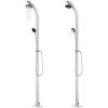 Trädgårdsdusch med grått golv 220 cm aluminium vidaXL 80 x 62 x 5 cm – miniatyr 2