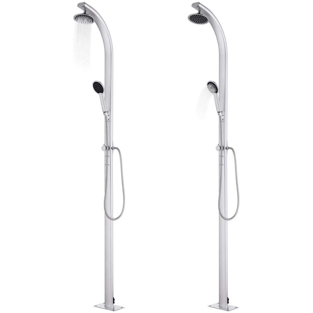 Trädgårdsdusch med grått golv 220 cm aluminium vidaXL 80 x 62 x 5 cm – bild 2