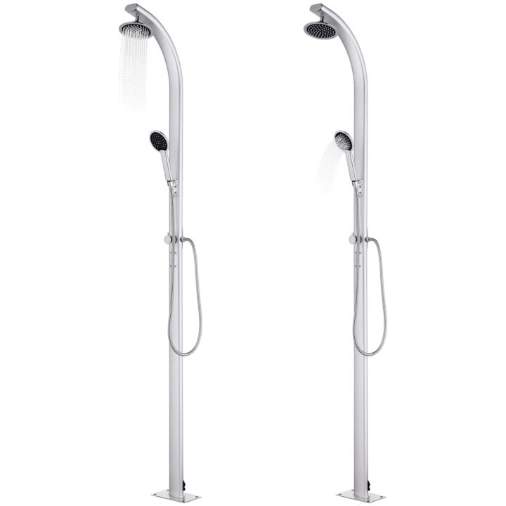 Trädgårdsdusch med grått golv 220 cm aluminium vidaXL 80 x 62 x 5 cm – bild 2