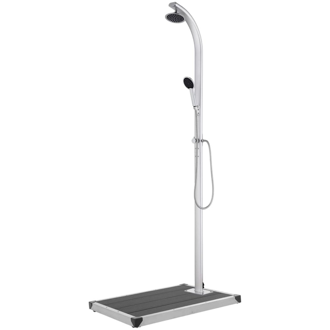 Trädgårdsdusch med grått golv 220 cm aluminium vidaXL 80 x 62 x 5 cm