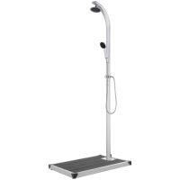 Trädgårdsdusch med grått golv 220 cm aluminium vidaXL