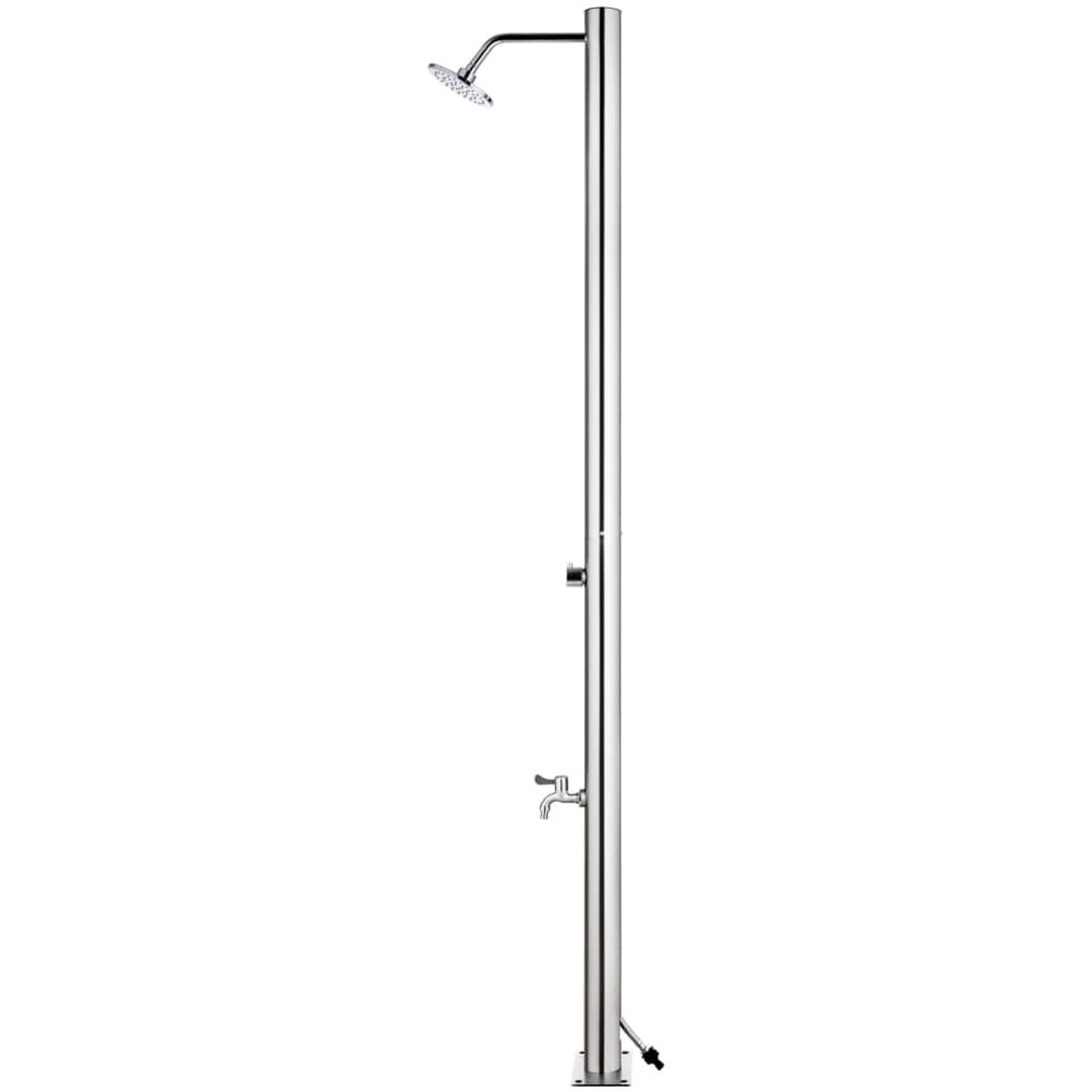 Trädgårdsdusch med grått golv 220 cm rostfritt stål vidaXL 80 x 62 x 5 cm – bild 5
