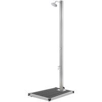 Trädgårdsdusch med grått golv 220 cm rostfritt stål vidaXL