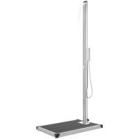 Trädgårdsdusch med grått golv 225 cm rostfritt stål vidaXL