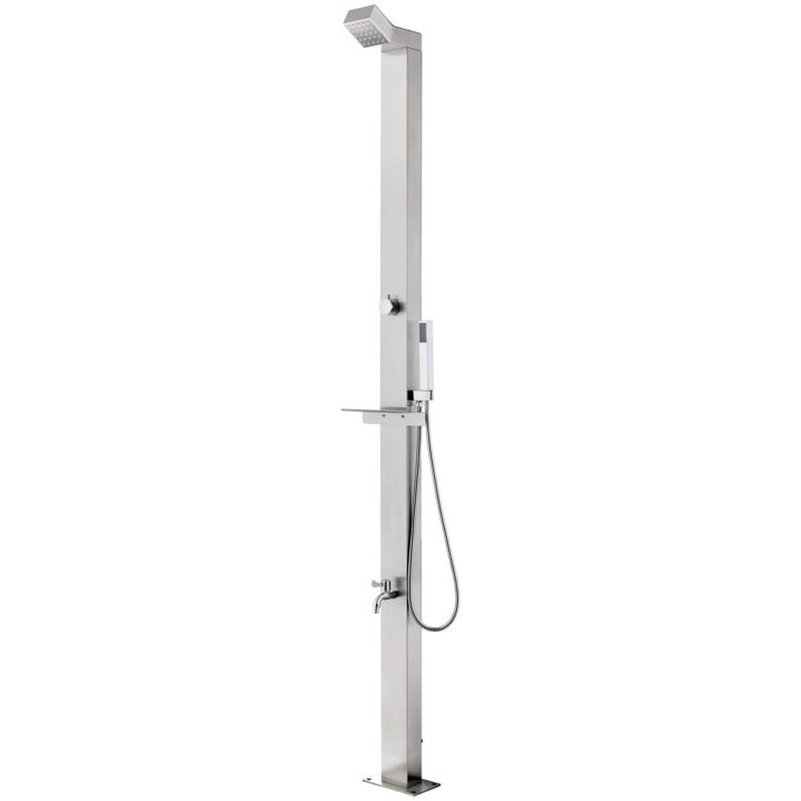 Trädgårdsdusch med grått golv 225 cm rostfritt stål vidaXL 80 x 62 x 5 cm – bild 3