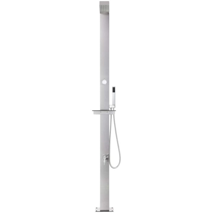 Trädgårdsdusch med grått golv 225 cm rostfritt stål vidaXL 80 x 62 x 5 cm – bild 4