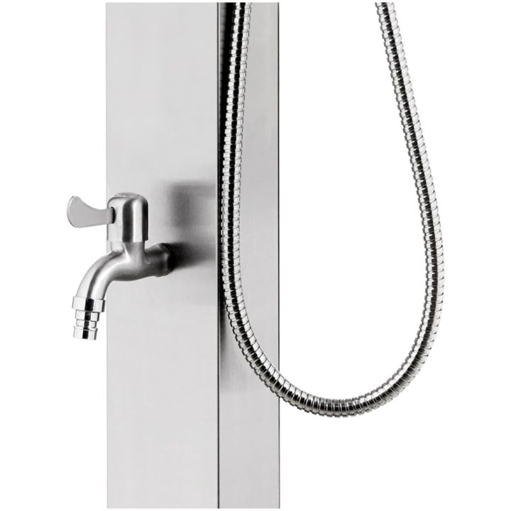 Trädgårdsdusch med grått golv 225 cm rostfritt stål vidaXL 80 x 62 x 5 cm – bild 10