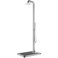Trädgårdsdusch med grått golv 230 cm rostfritt stål vidaXL