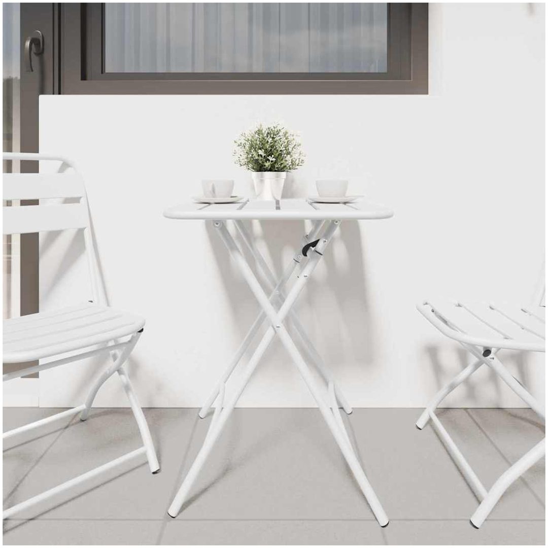 Trädgårdsfällbord Vit 55x55x73 cm Stål vidaXL Medium – bild 3