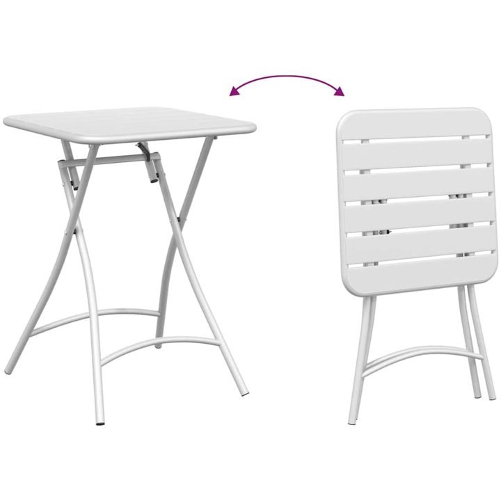 Trädgårdsfällbord Vit 55x55x73 cm Stål vidaXL Medium – bild 9