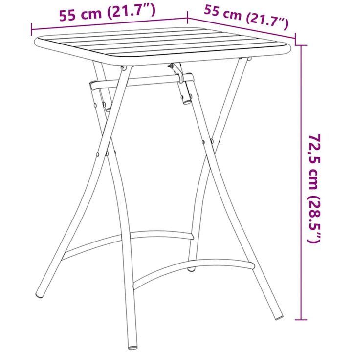 Trädgårdsfällbord Vit 55x55x73 cm Stål vidaXL Medium – bild 10