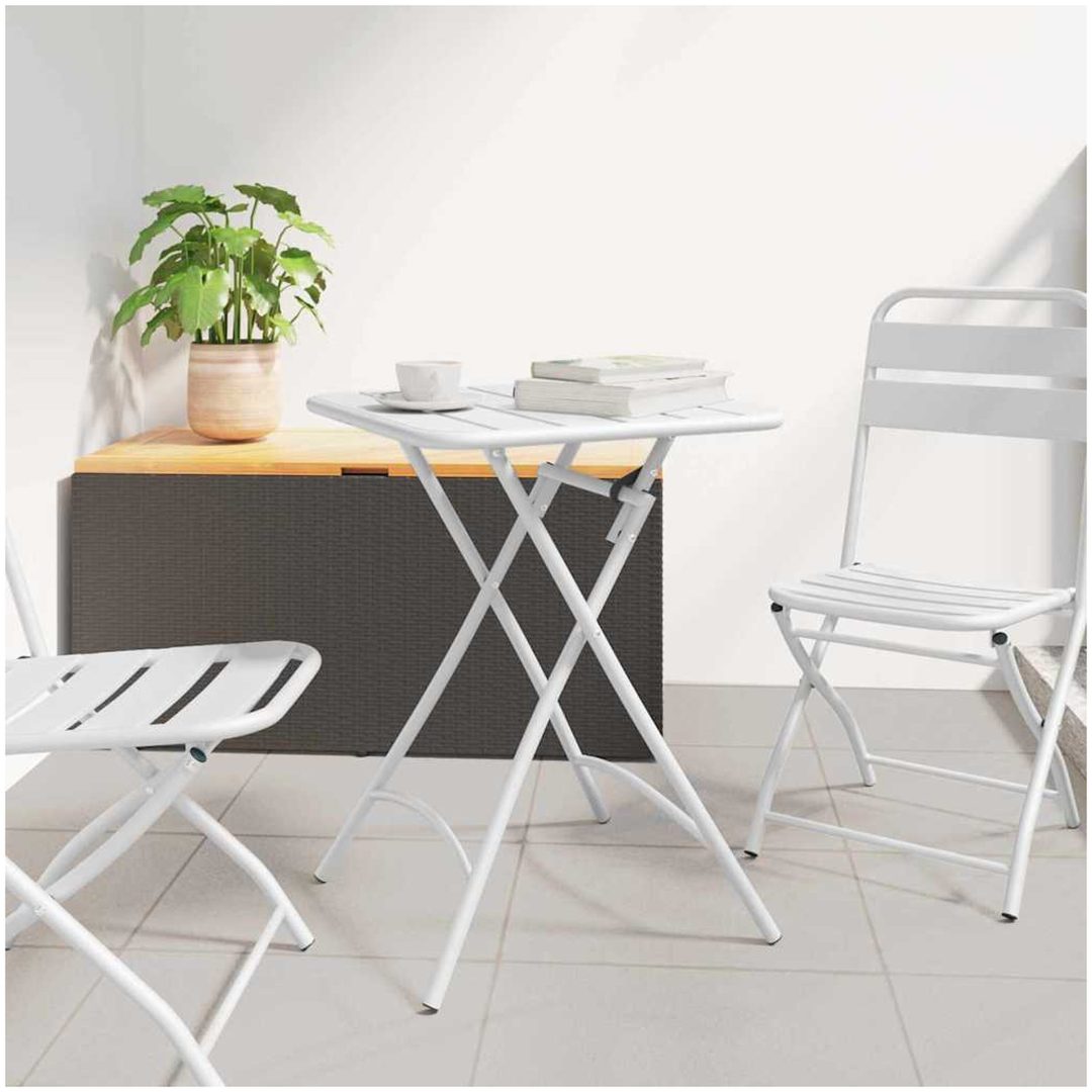 Trädgårdsfällbord Vit 55x55x73 cm Stål vidaXL Medium