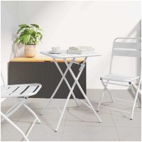 Trädgårdsfällbord Vit 55x55x73 cm Stål vidaXL