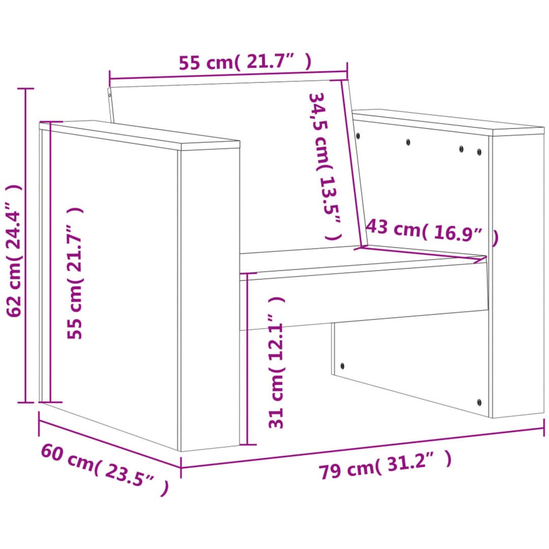 Trädgårdsfåtölj massivt douglasträ vidaXL 79 x 60 x 62 cm – bild 9