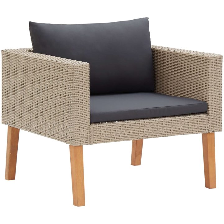 Trädgårdsfåtölj med dynor konstrotting beige vidaXL – bild 2