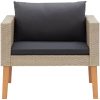 Trädgårdsfåtölj med dynor konstrotting beige vidaXL – miniatyr 5
