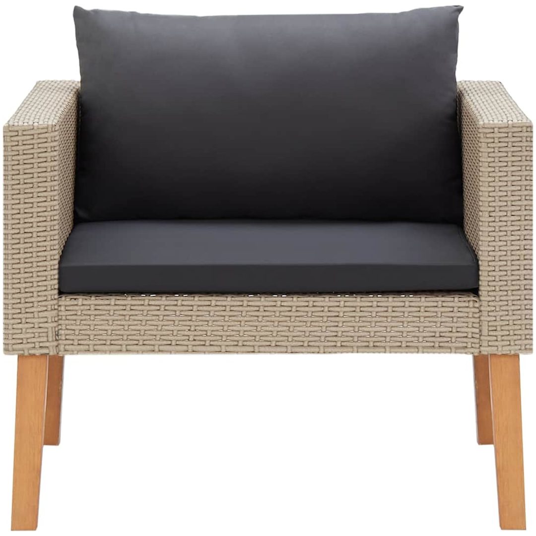 Trädgårdsfåtölj med dynor konstrotting beige vidaXL – bild 5