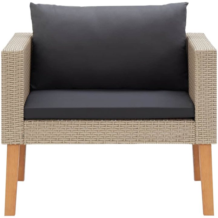 Trädgårdsfåtölj med dynor konstrotting beige vidaXL – bild 5
