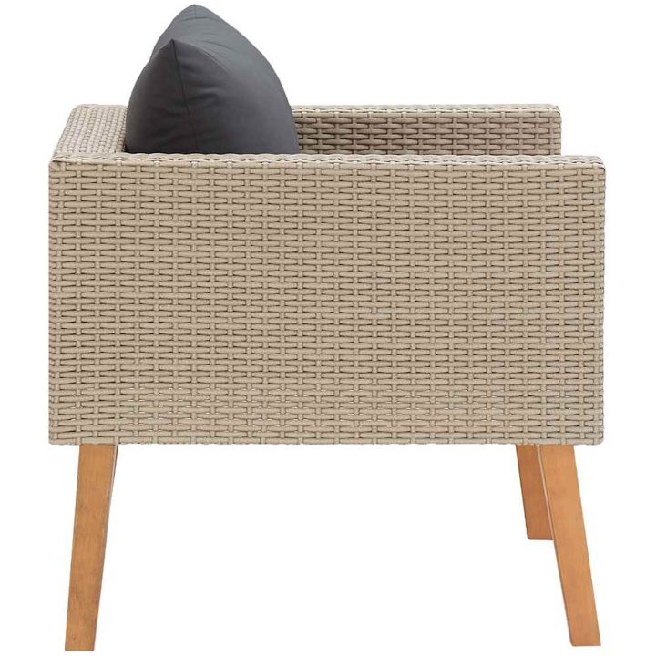 Trädgårdsfåtölj med dynor konstrotting beige vidaXL – bild 6