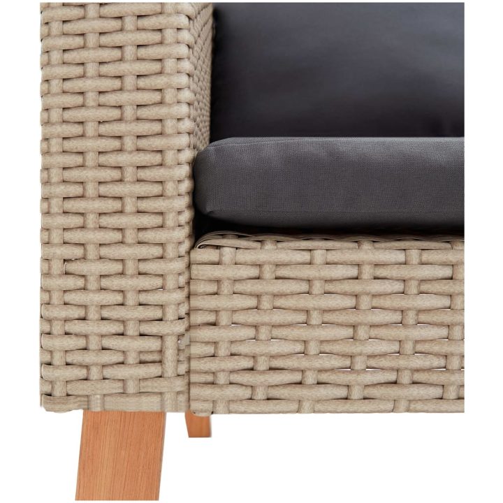 Trädgårdsfåtölj med dynor konstrotting beige vidaXL – bild 7