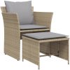 Trädgårdsfåtölj med fotpall beige konstrotting vidaXL – miniatyr 2