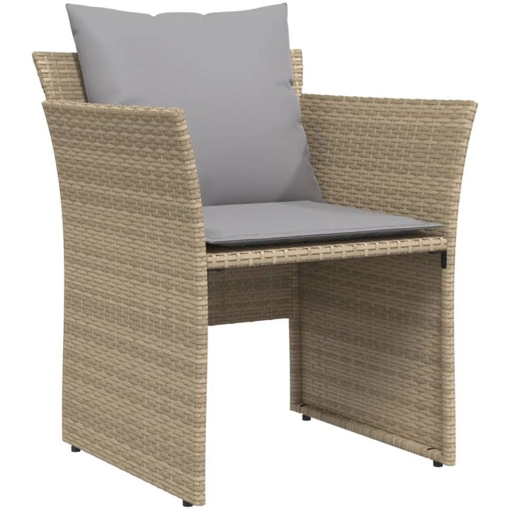 Trädgårdsfåtölj med fotpall beige konstrotting vidaXL – bild 4