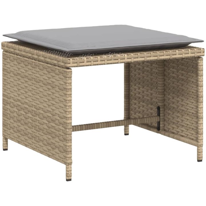 Trädgårdsfåtölj med fotpall beige konstrotting vidaXL – bild 6